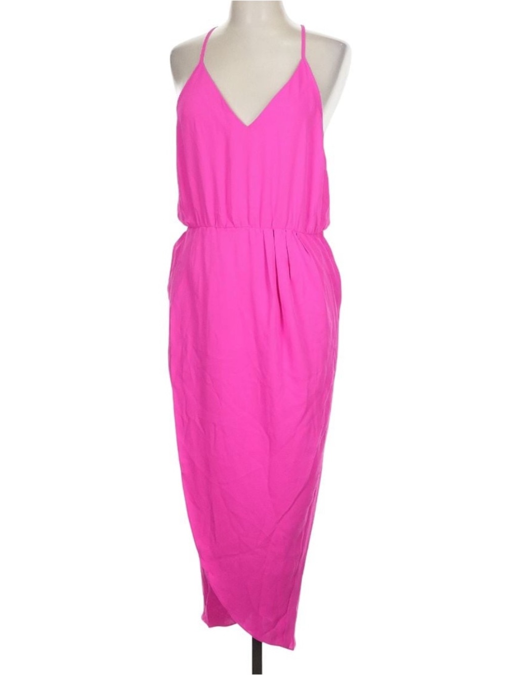 Amanda Uprichard Hot Pink Maxi Dress Racerback Tulip Hem Wedding Guest NWT